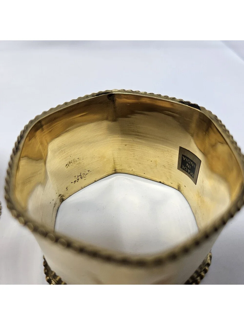 Vintage Hampton Hexagon Brassware Napkin Rings Set of 4 In Box - Solid Brass